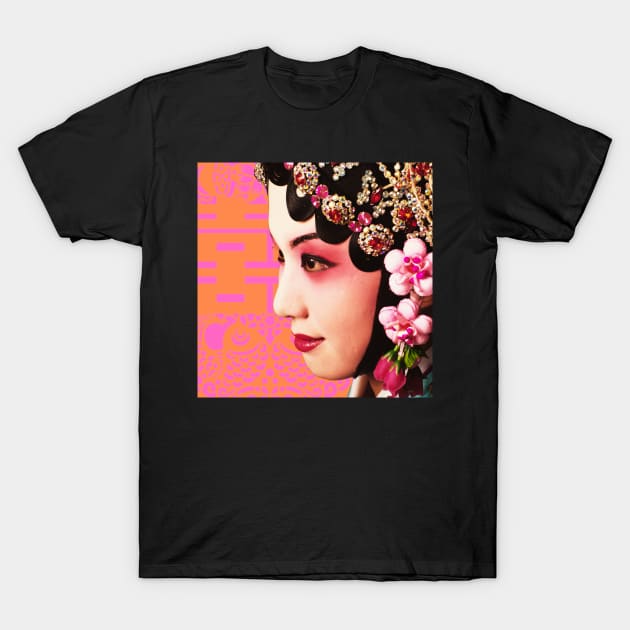 Chinese Opera Star Pink with Orange Double Happiness Symbol- Hong Kong Retro T-Shirt by CRAFTY BITCH